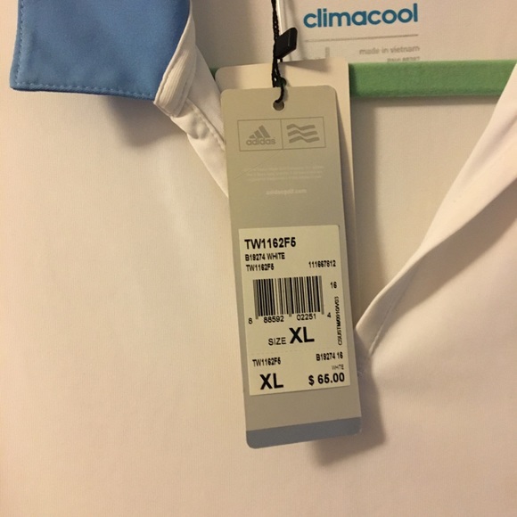 ADIDAS NWT AUTHENTIC CLIMACOOL WHITE & BLUE TRIM SLEEVELESS GOLF PLEATED BLOUSE - Picture 11 of 16